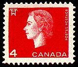 Queen Elizabeth II - Carmine - Winnipeg Split Bar Pair - 5 X 8 Mm Canada Postage Stamp