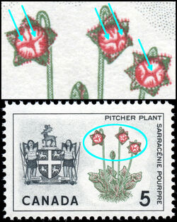 Pitcher Plant, Newfoundland - Double Print Red Canada Postage Stamp | Floral Emblems