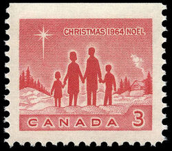 Family - Red - Miniature Pane Single - Dull Canada Postage Stamp | Christmas