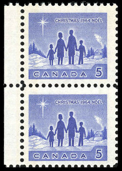 Family - Blue - Wide and Narrow Tag Bars In Margin Pair - F - W2B Canada Postage Stamp | Christmas