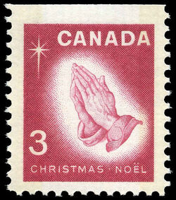 Praying Hands - Red - Miniature Pane Single - W2B Canada Postage Stamp | Christmas