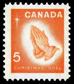 Praying Hands - Orange - W2B Canada Postage Stamp | Christmas