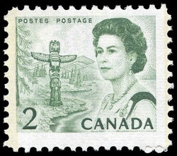 Queen Elizabeth II, Pacific Coast - GT2 - LF / FL - PVA - Ribbed Horizontally Canada Postage Stamp | Centennial Issue