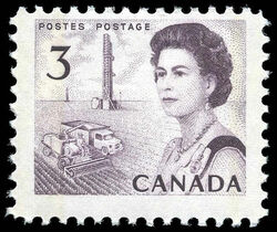 Queen Elizabeth II, Prairie Scene - Creamy Paper - LF - DEX Canada Postage Stamp | Centennial Issue