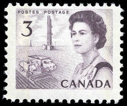 Queen Elizabeth II, Prairie Scene - W2B - DF - DEX Canada Postage Stamp | Centennial Issue
