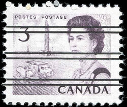 Queen Elizabeth II, Prairie Scene - DF - DEX - Precanceled Canada Postage Stamp | Centennial Issue