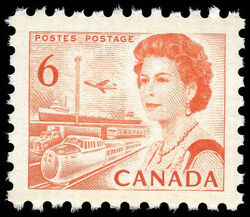 Queen Elizabeth II, Transport And Communications - Orange - DF Canada Postage Stamp | Centennial Issue