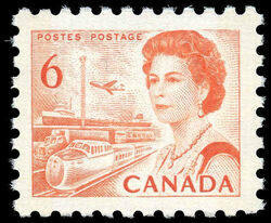 Queen Elizabeth II, Transport And Communications - Orange - W2B - DF Canada Postage Stamp | Centennial Issue
