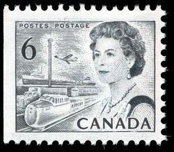 Queen Elizabeth II, Transport And Communications - Black - Booklet Single - Die II - DF - PVA Canada Postage Stamp | Centennial Issue
