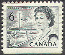 Queen Elizabeth II, Transport And Communications - Black - Booklet Single - DF - PVA Canada Postage Stamp | Centennial Issue
