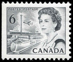 Queen Elizabeth II, Transport And Communications - Black - Booklet Single - DEX Canada Postage Stamp | Centennial Issue