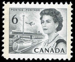 Queen Elizabeth II, Transport And Communications - Black - Die Ia - GT2 - 3mm - DF Canada Postage Stamp | Centennial Issue
