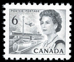 Queen Elizabeth II, Transport And Communications - Black - Die I - MF - DEX Canada Postage Stamp | Centennial Issue