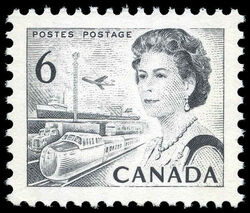 Queen Elizabeth II, Transport And Communications - Black - Die I - W2B - LF / FL - DEX Canada Postage Stamp | Centennial Issue