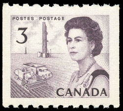 Queen Elizabeth II, Prairie Scene - Horizontal Imperforate - LF/ FL - DEX Canada Postage Stamp | Centennial Issue