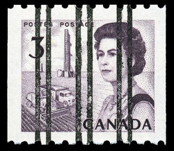 Queen Elizabeth II, Prairie Scene - Horizontal Imperforate - Precanceled Canada Postage Stamp | Centennial Issue