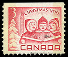 Children Singing Carols - Red - Miniature Pane Single - W2B Canada Postage Stamp | Christmas