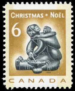Mother And Child - Brown - W2B Canada Postage Stamp | Christmas