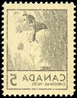 Faces Of Children - Blue - Black Reverse Offset On Gum Canada Postage Stamp | Christmas