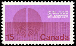 United Nations Anniversary, 25 - F Canada Postage Stamp