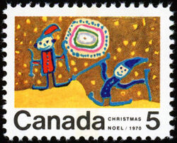 Skiing - WCB Canada Postage Stamp | Christmas
