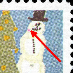 Snowmen - Red Spot On Right Snowman's Cheek Canada Postage Stamp | Christmas