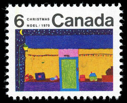 Toy Store - Green And Red Spots Canada Postage Stamp | Christmas