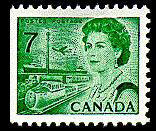 Queen Elizabeth II, Transport And Communications - Green - Booklet Single - DF - DEX Canada Postage Stamp | Centennial Issue