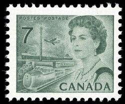 Queen Elizabeth II, Transport And Communications - Green - W2B - DF - DEX Canada Postage Stamp | Centennial Issue