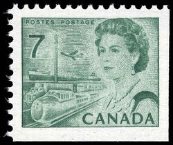 Queen Elizabeth II, Transport And Communications - Green - Booklet Single - DF - PVA Canada Postage Stamp | Centennial Issue