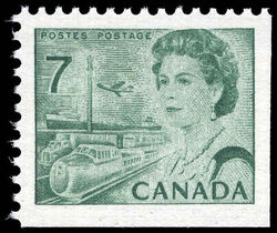 Queen Elizabeth II, Transport And Communications - Green - Booklet Single - MF - PVA Canada Postage Stamp | Centennial Issue