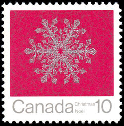Snowflake - Red - Ribbed Horizontally Canada Postage Stamp | Christmas
