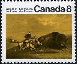 Buffalo Chase - Tagged - GT2 Canada Postage Stamp | Indians of Canada, Indians of the Plains