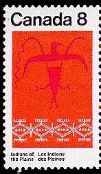 Thunderbird - Tagged - GT2 - Ribbed - NF Canada Postage Stamp | Indians of Canada, Indians of the Plains