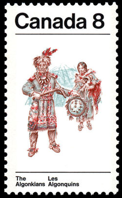 Algonkian Costume - Transparent HB Canada Postage Stamp | Indians of Canada, The Algonkians