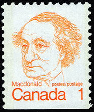 Macdonald - Booklet Single - DF Canada Postage Stamp | Caricature Definitives