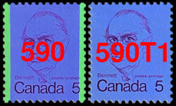 Bennett - LF - Untagged Error Canada Postage Stamp | Caricature Definitives