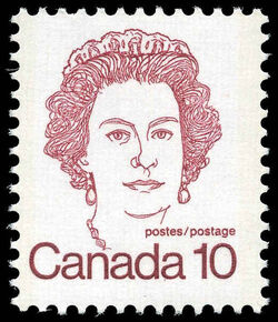 Queen Elizabeth II - Red - LF Canada Postage Stamp | Caricature Definitives