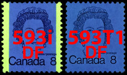Queen Elizabeth II - Blue - DF - Perf 12 X 12.5 - Untagged Error Canada Postage Stamp | Caricature Definitives