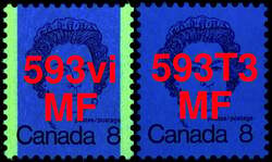 Queen Elizabeth II - Blue - MF - Perf 12 X 12.5 - Untagged Error Canada Postage Stamp | Caricature Definitives