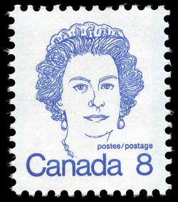 Queen Elizabeth II - Blue - MF - Perf 12 X 12.5 Canada Postage Stamp | Caricature Definitives