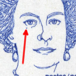 Queen Elizabeth II - Blue - Perf 12 X 12.5 - Weeping Queen Canada Postage Stamp | Caricature Definitives