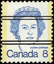 Queen Elizabeth II - Blue - NF - Perf 12 X 12.5 - Precanceled Canada Postage Stamp | Caricature Definitives