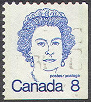 Queen Elizabeth II - Blue - Booklet Single - DF Canada Postage Stamp | Caricature Definitives