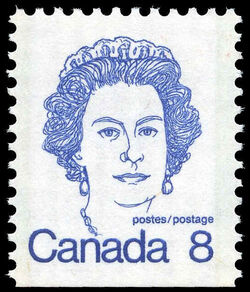 Queen Elizabeth II - Blue - Booklet Single - LF Canada Postage Stamp | Caricature Definitives