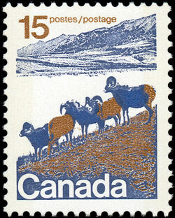 Mountain Sheep Of Western Canada - Type I - W2B - NF - Ribbed Vertically - Perf 12.5 X 12 Canada Postage Stamp