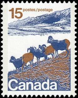 Mountain Sheep Of Western Canada - Type II - OP2 4mm - LF - Perf 12.5 X 12 Canada Postage Stamp