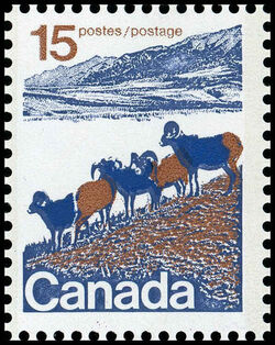 Mountain Sheep Of Western Canada - Type I - OP2 3mm - Perf 12.5 X 12 - Scratch On Mountain Canada Postage Stamp