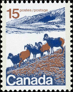 Mountain Sheep Of Western Canada - Type II - OP2 4mm - Perf 12.5 X 12 - Scratch On Mountain Canada Postage Stamp