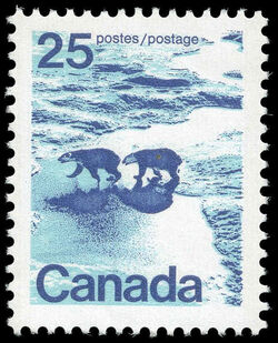 Polar Bears In Canadian North - Type I - OP2 3mm - DF - Ribbed Vertically Canada Postage Stamp
